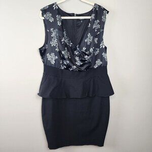 Torrid peplum dress sz 18 plus size women black faux wrap satin top no belt
